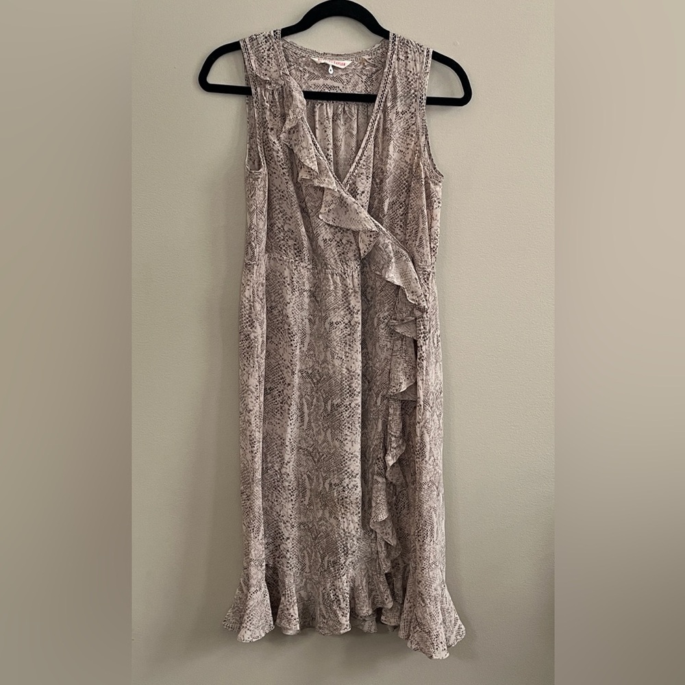 Rebecca Taylor Grey and Taupe Python Wrap Dress size 4